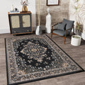 HOMORE Area Rug 4x6 Black Rugs for Bedroom, Non Slip Washable Rug for Living Room, Faux Wool Throw Rug for Kitchen, Ultra Thin V