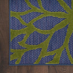 Nourison Aloha Indoor/Outdoor Modern Navy Multicolor 2'3' X 8' Area Rug, Easy Cleaning, Non Shedding, Bed Room, Living Room, Dining Room, Backyard, Deck, Patio (2X8)