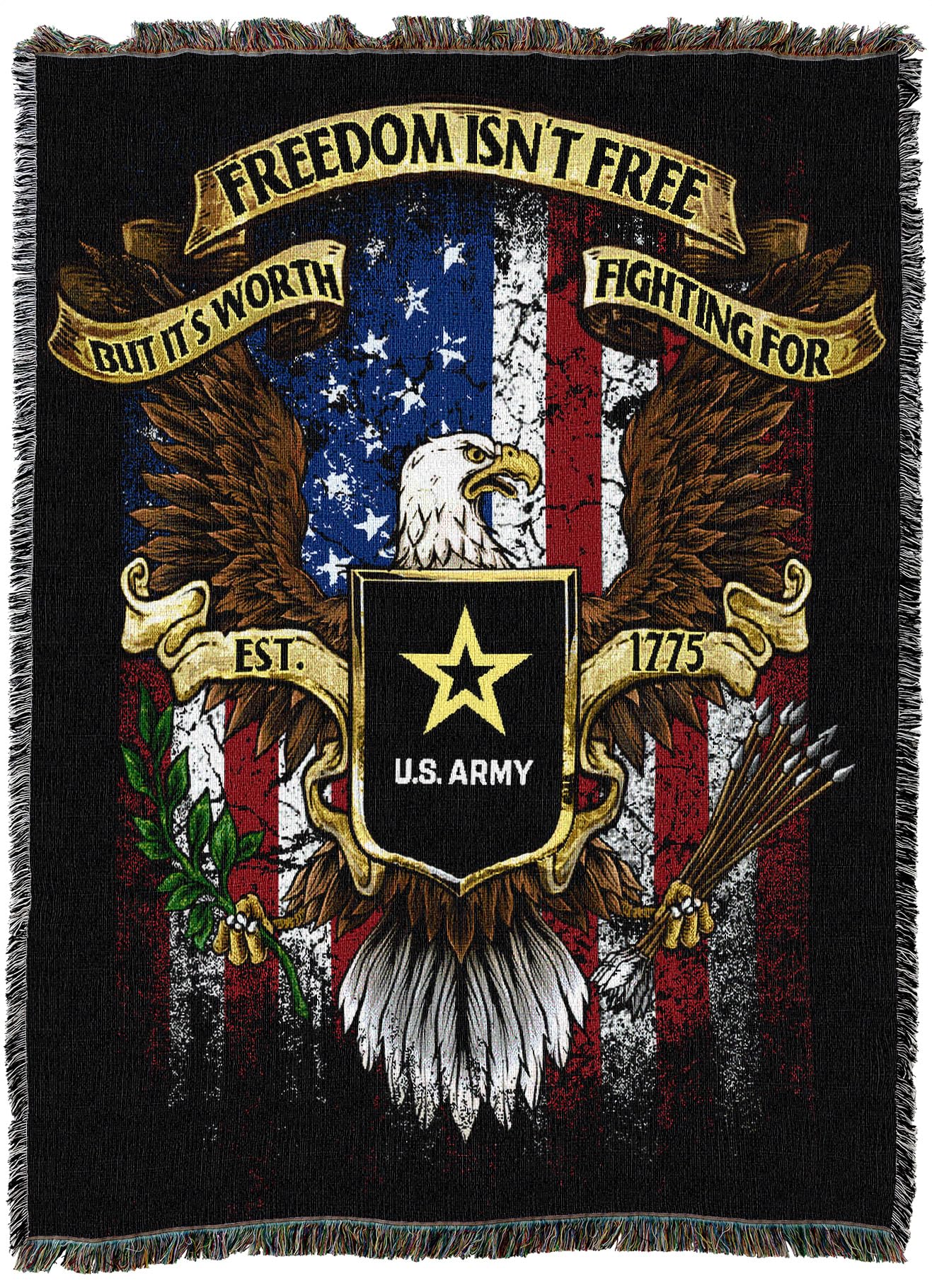 Pure Country Weavers Us Army - Freedom Isn'T Free Blanket - Gift Military Tapestry Throw Woven From Cotton - Made In The Usa (72