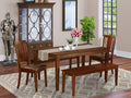 East West Furniture CADU5C-MAH-LC Capri 5 Piece Room Furniture Set Includes a Rectangle Kitchen Table and 2 Faux Leather Dining Chairs with 2 Benches, 36x60 Inch, Mahogany