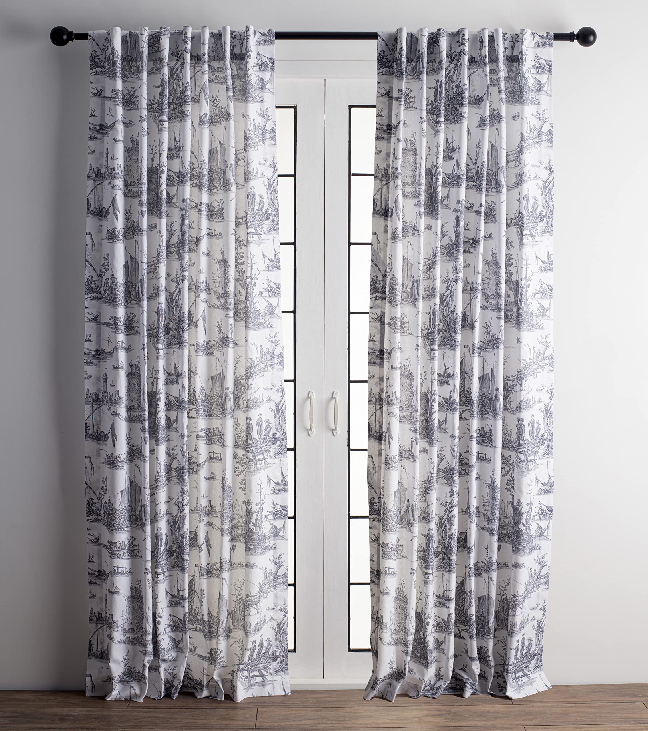 Maison D' Hermine 100% Cotton Curtain - 50'X108' Paloma Grey (White Background) Decorative Curtain - Aesthetic Curtains For Fa