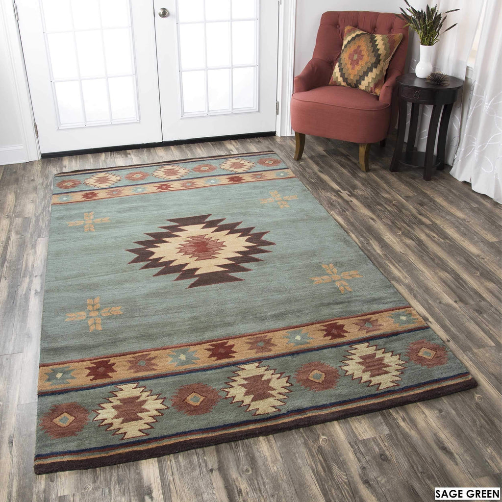 Rizzy Home Alora Decor Ryder 5' X 8' Tribal Gray Blue/Rust/Burgundy/Tan/Khaki Area Rug