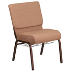 Flash Furniture Hercules Series 21''W Church Chair In Caramel Fabric With Cup Book Rack - Copper Vein Frame