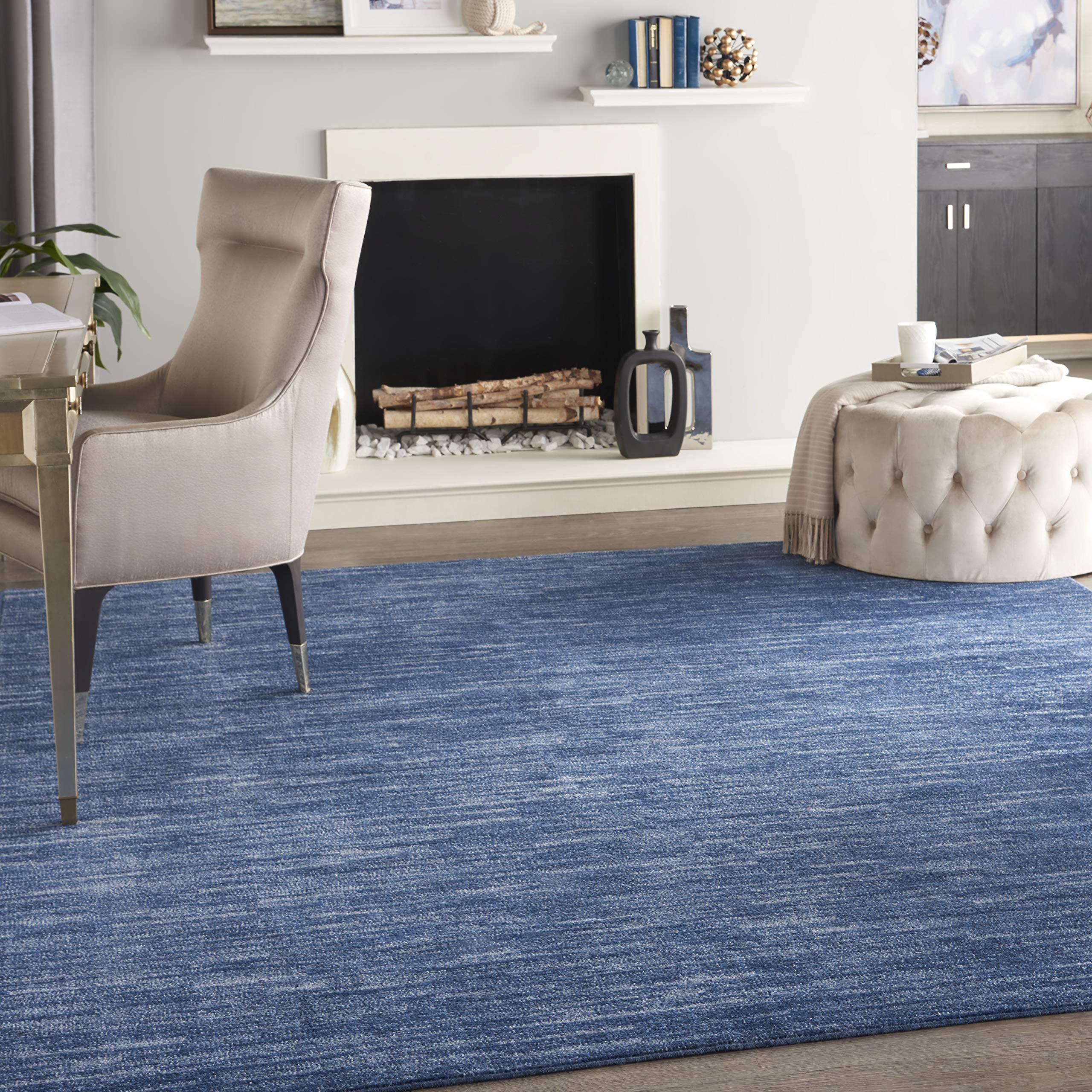 Nourison Essentials Indoor/Outdoor Navy Blue 8' X 10' Area Rug, Easy -Cleaning, Non Shedding, Bed Room, Living Room, Dining Room, Backyard, Deck, Patio (8X10)