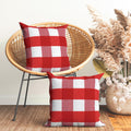 Encasa Homes Buffalo Red Checks Throw Pillow Cover 2Pc Set - 20 X 20 Inch | Farmhouse Checkered Plaid Accent Cushion Cases For C