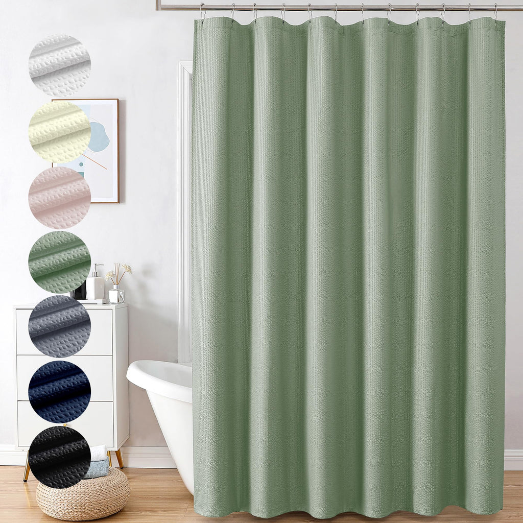 Ovzme Berry Sage Green Extra Long Shower Curtain 72 X 84 Inch, 3D Embossed Textured Fabric Shower Curtain For Bathroom, Hotel Sp