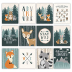 Hadley Designs 6 Reversible 8X10 Woodland Nursery Decor For Boys Prints, Baby Boy Nursery Decor, Woodland Wall Decor Baby Shower
