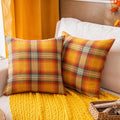 Aqothes Fall Plaid Yellow Throw Pillow Covers 12X20 Inch, Set Of 2 Autumn Decorative Throw Pillows For Couch Sofa Bed Living Roo
