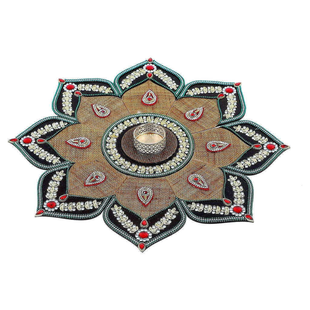 Itiha Jute Finish Acrylic Rangoli Indian Decor For Wall, Floor & Table Decoration For Christmas And Diwali - 17 Piece Handmade(1
