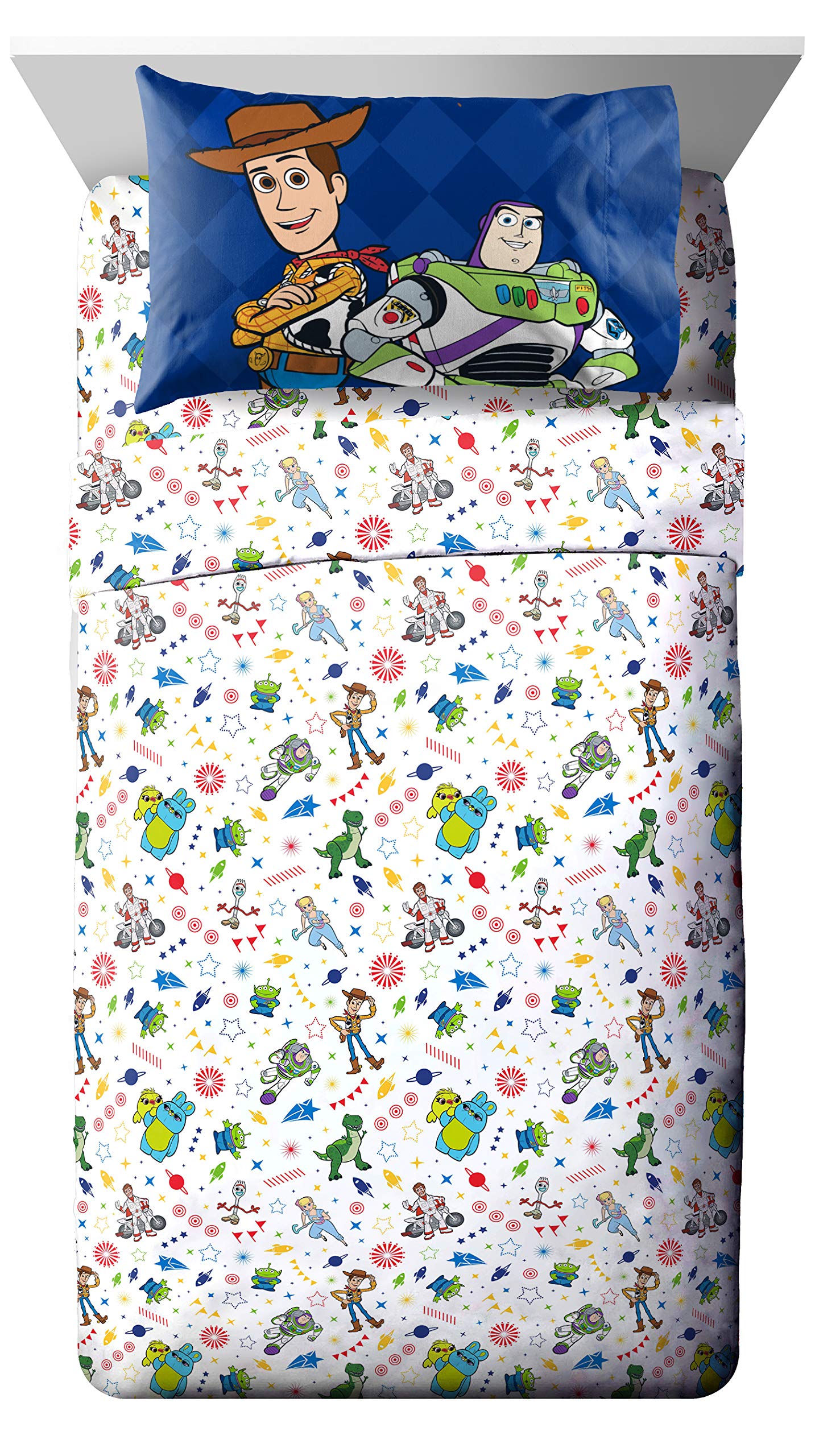 Jay Franco Disney Toy Story Buzz & Woody Full Sheet Set - 4 Piece Set Super Soft And Cozy Kids Bedding - Fade Resistant Microfib