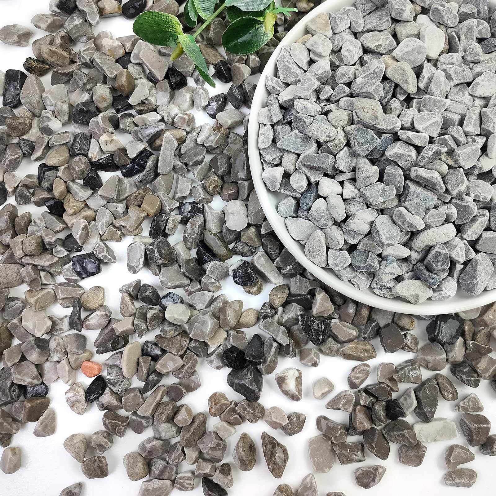 Shizwu 10Lbs Grey Pebbles For Landscaping, 3/8Inch Small Rocks For Succulent Cactus Plants, Natural Polished Pebbles, River Rock