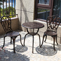 3 Piece Bistro Set,Outdoor Patio Set,Anti-Rust Cast Aluminum Bistro Table Set For Park Yard Front Porch Furniture(New Brown)…