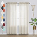 Beige Sheer Curtains 84 Inch Length for Living Room Set 2 Panels Rod Pocket Boho Farmhouse Light Filtering Cream Ivory Semi Shee
