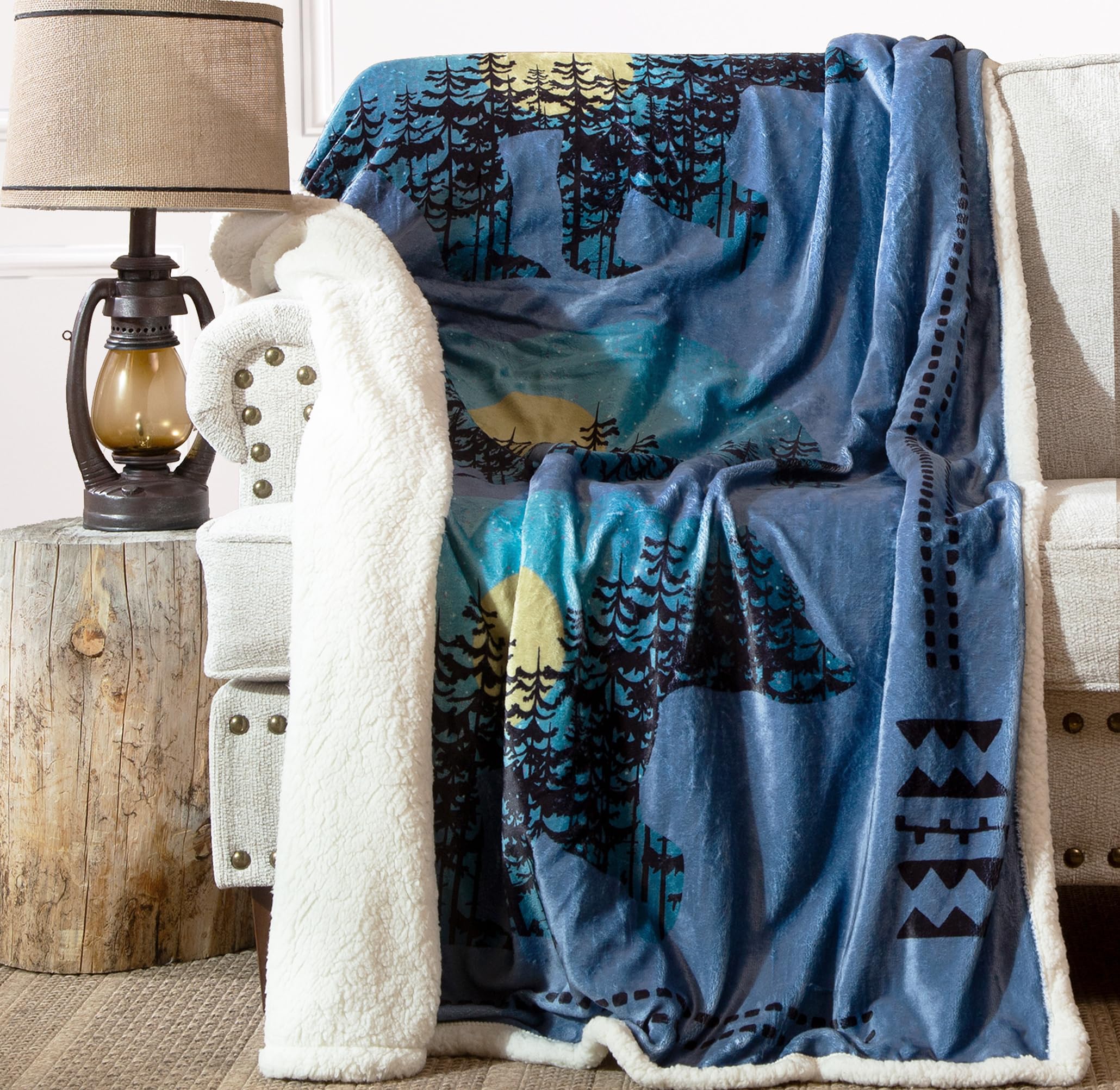 Carstens, Inc. Ultra Premium Super Soft Plush Sherpa Fleece Oversized Throw Blanket 54' X 68', Three Bears