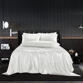 Hommxjf 5Pcs White Satin Sheets Set Queen Size White Silky Sheets Breathable Luxury White Bedding Sheets With 1 Satin Flat Sheet