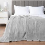 Pavilia Soft Fleece Light Grey Throw Blanket For Couch, Lightweight Plush Warm Blankets For Bed, Fuzzy Cozy Flannel Blanket Thro