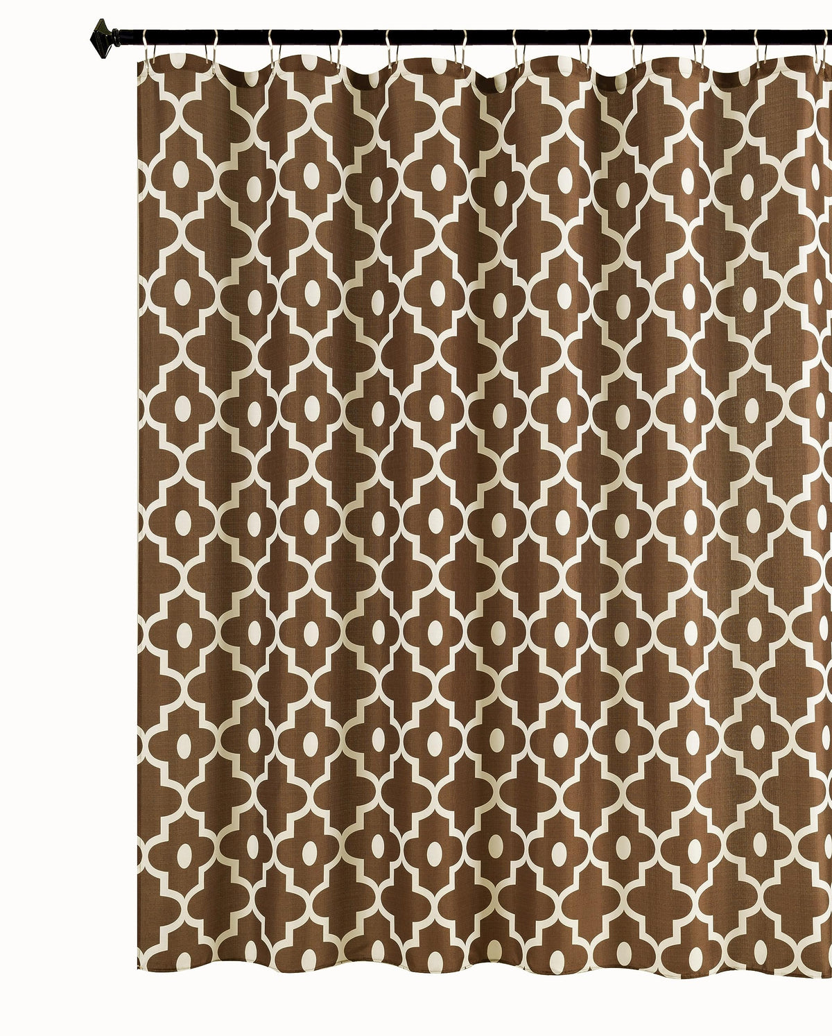 Biscaynebay Extra Long Textured Fabric Shower Curtains 72' Width By 84' Length, Brown Morocco Pearl Printed Bathroom Curtains