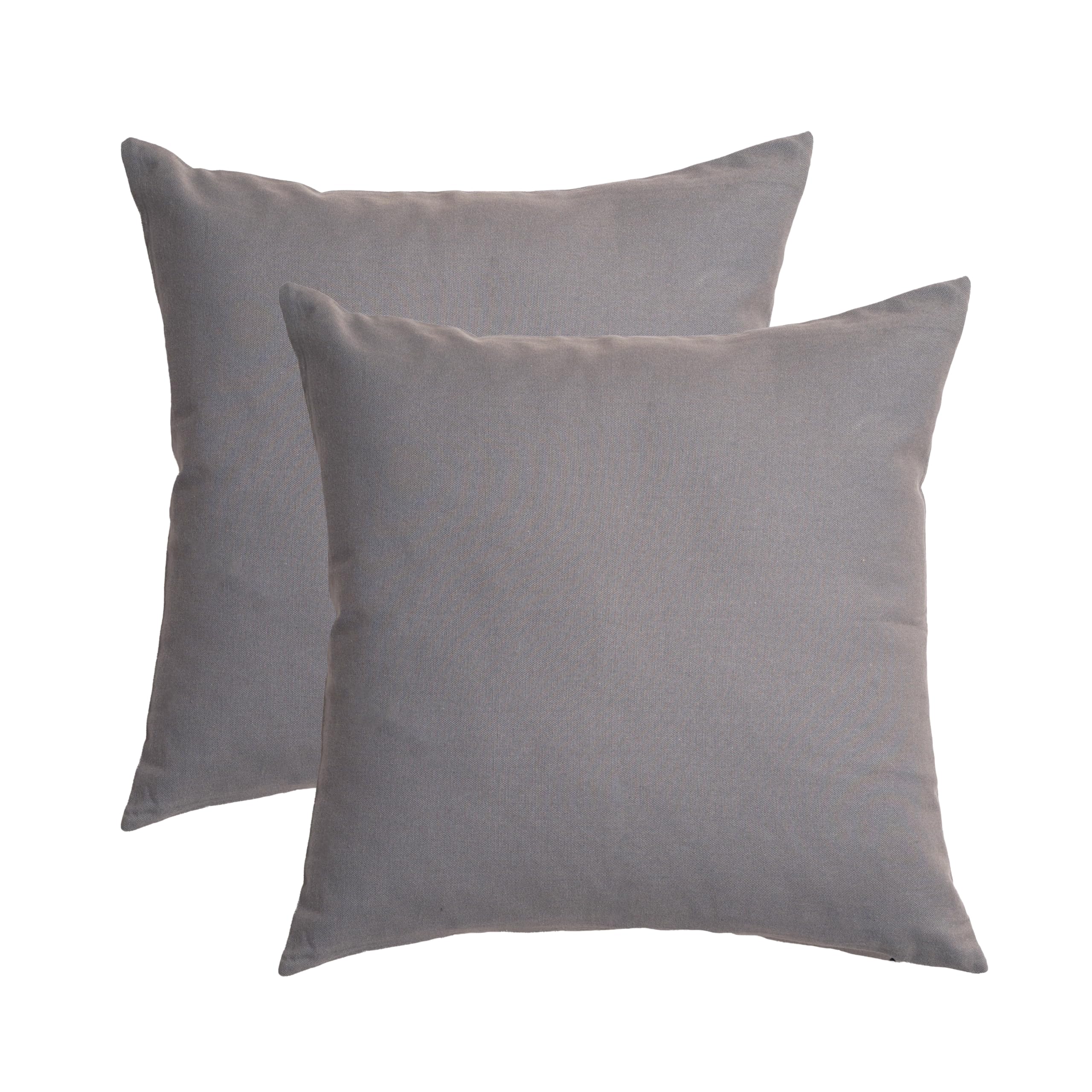 Cotton Throw Pillow Covers Gray Charcoal 24''X24'' Set of 2 by Rely+ - Decorative Zippered Throw Pillow Covers for Couch, Sofa, 