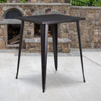 Flash Furniture Nolan Commercial Grade 31.5" Square Black-Antique Gold Metal Indoor-Outdoor Bar Height Table