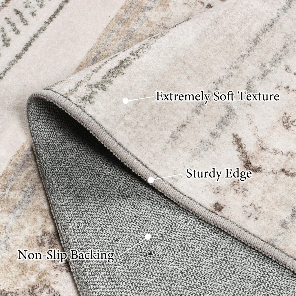Art&Tuft Area Rug 3X5, Super Soft Ultra-Thin Moroccan Washable Rug, Anti-Slip Backing Rugs For Living Room, Foldable Geometric M