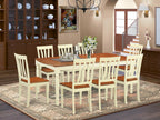 East West Furniture DOAN9-WHI-W 9 Piece Kitchen Table & Chairs Set Includes a Rectangle Dining Room Table with Butterfly Leaf and 8 Solid Wood Seat Chairs, 42x78 Inch, Buttermilk & Cherry