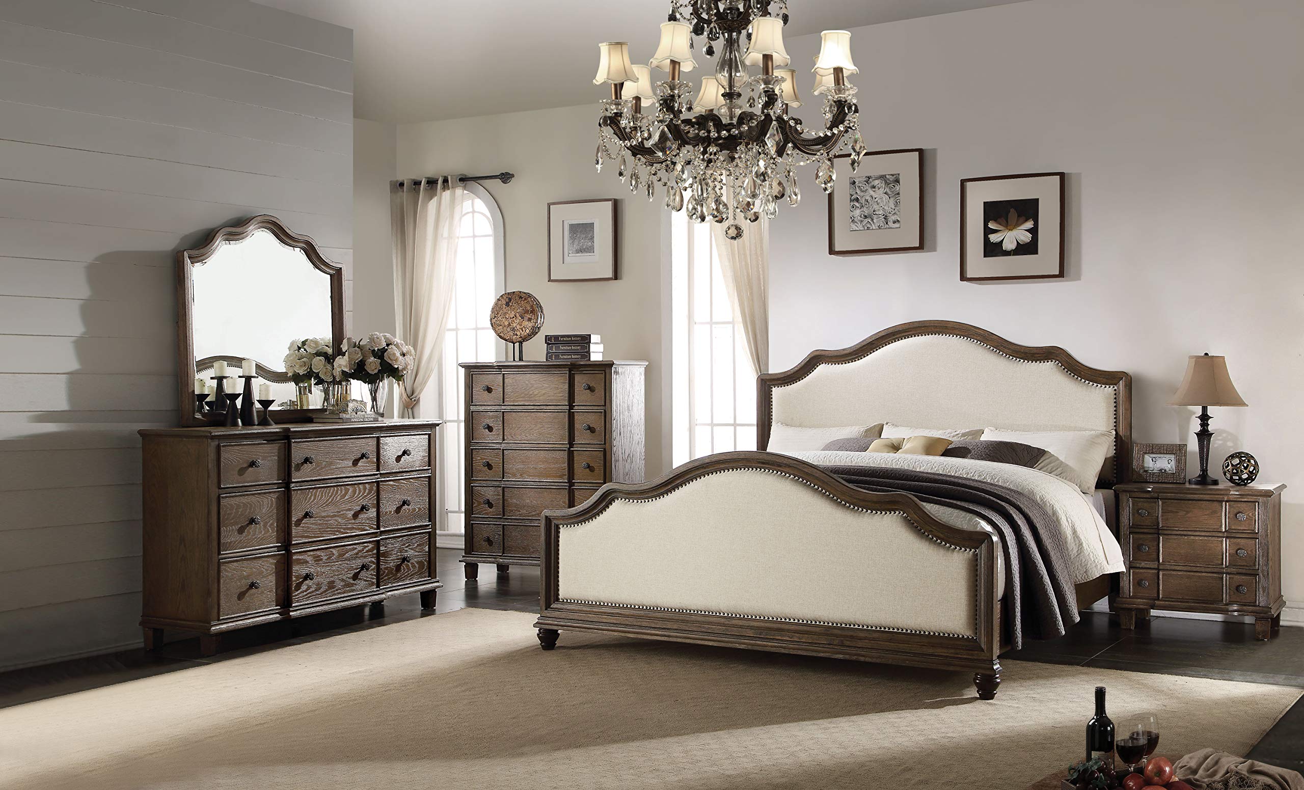 Acme Baudouin 5 Drawer Chest In Weathered Oak