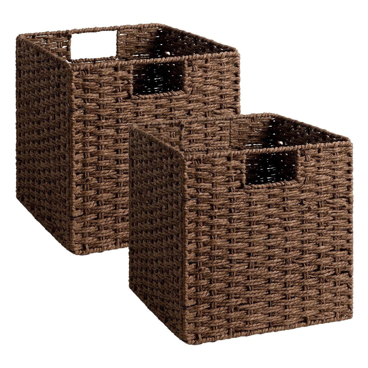 StorageWorks 11 inch Cube Storage Bins, Wicker Storage Cubes 11x11x11,Brown