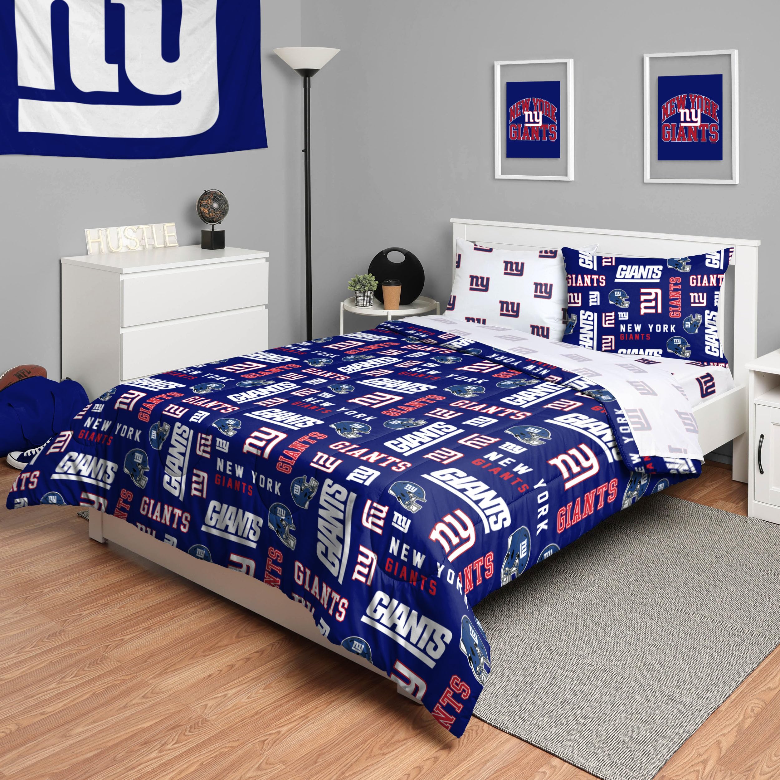 Foco New York Giants Nfl Team Color Bed In A Bag Comforter Bedding 5 Piece Full Set
