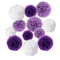 Wartoon Tissue Paper Pom Poms Flowers for Wedding Birthday Party Baby Shower Decoration, 12 Pieces ( Purple, Lavender and White 