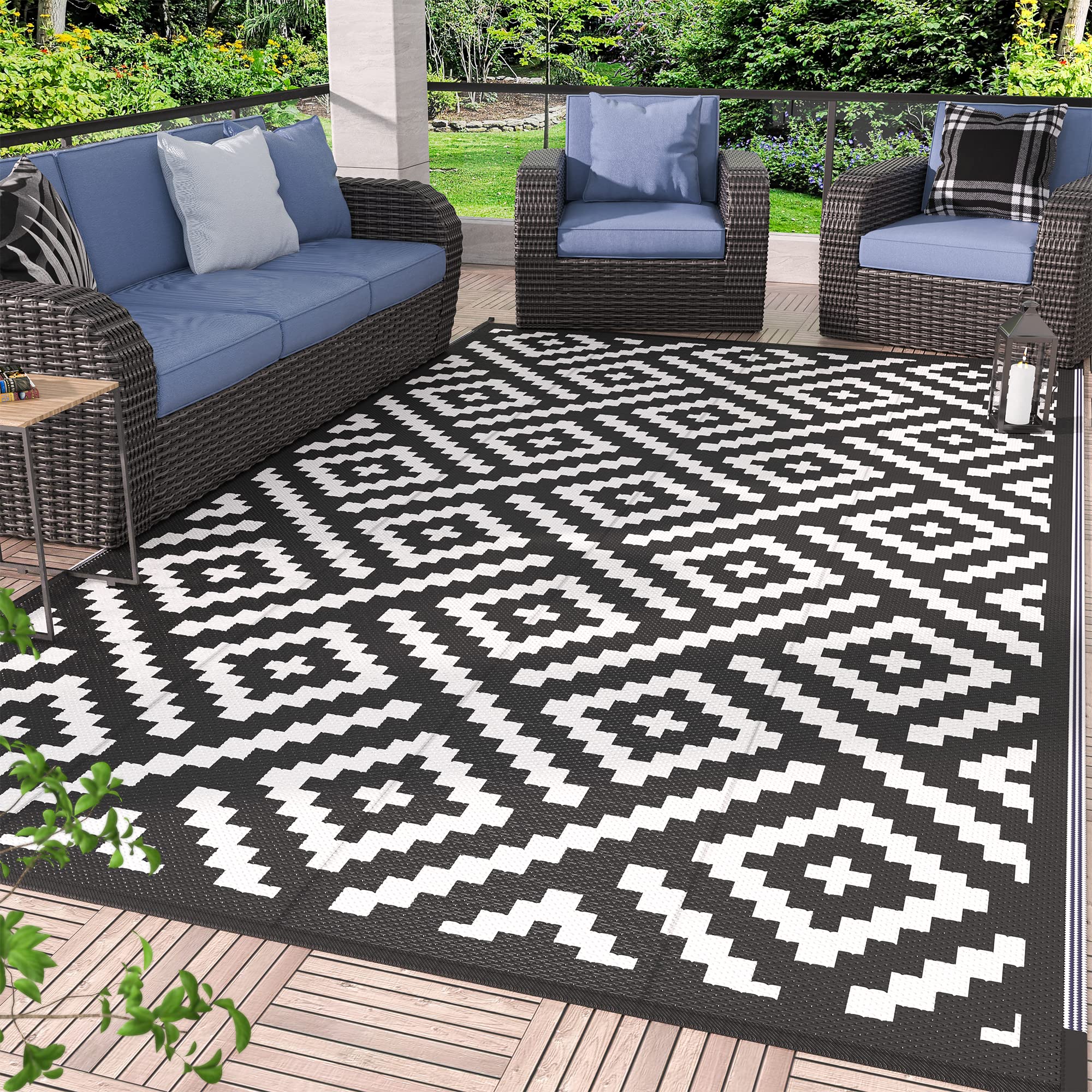 Genimo Outdoor Rug For Patio Clearance,6 'X9 ' Waterproof Mat,Reversible Plastic Camping Rugs,Rv,Deck,Porch,Camper,Balcony,Backy