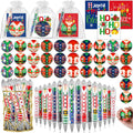 Spakon 128 Pcs Christmas Heart Stress Ball and Ballpoint Pens with Gift Cards Set White Organza Bag Mini Stress Relief Fidget Ch