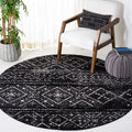 SAFAVIEH Adirondack Collection 10 Round Black / Silver ADR111C Moroccan Boho Distressed Non-Shedding Dining Room Entryway Foyer