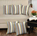 Amazon Brand  Umi Cotton Salsa Stripe Cushion Cover Set Of 5 16X16 Inch Beige/Mustard Multicolour Large Square Throw Pillow Cov