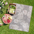 Camilson Indoor/Outdoor Rug, Beige 5X7 Leaf Tropical Botanical Area Rugs For Indoor And Outdoor Patios, Easy-Cleaning Non-Sheddi