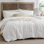 Bedsure Waffle Comforter Set Queen, White Soft Cotton Bedding, Waffle Weave Bed Set, 3 Pieces, 1 Comforter (90'X90') And 2 Pillow Shams, Premium Cotton Cover With Polyester Fill For All Seasons