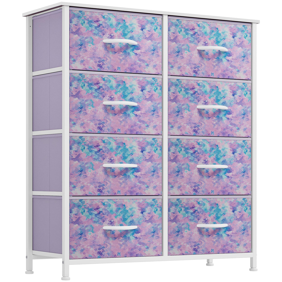 Yitahome Fabric Dresser Drawer, Tall Storage Dresser With 8 Drawers, Dresser & Chest Of Drawers, Storage Drawer Organizer For Closet, Living Room, Closets (Tie-Dye Purple)