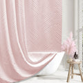 Siiluminisoy Blush Pink Boho Shower Curtain Woven Fabric Cute Shower Curtain, 72 X 72 Tufted Leaves Textured Striped Modern Farm
