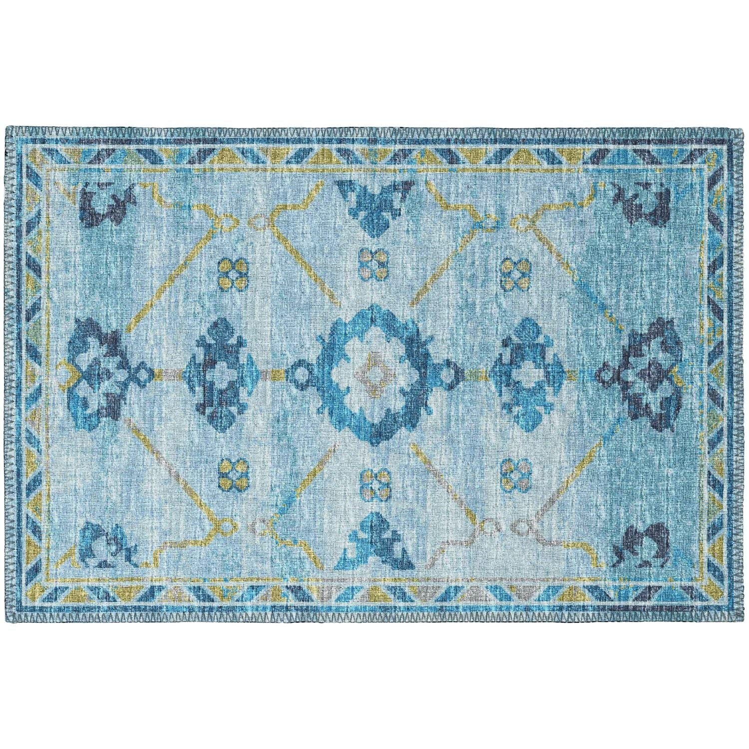 Sedona Sn16 Blue Transitional Rug Rectangle 3' X 5'