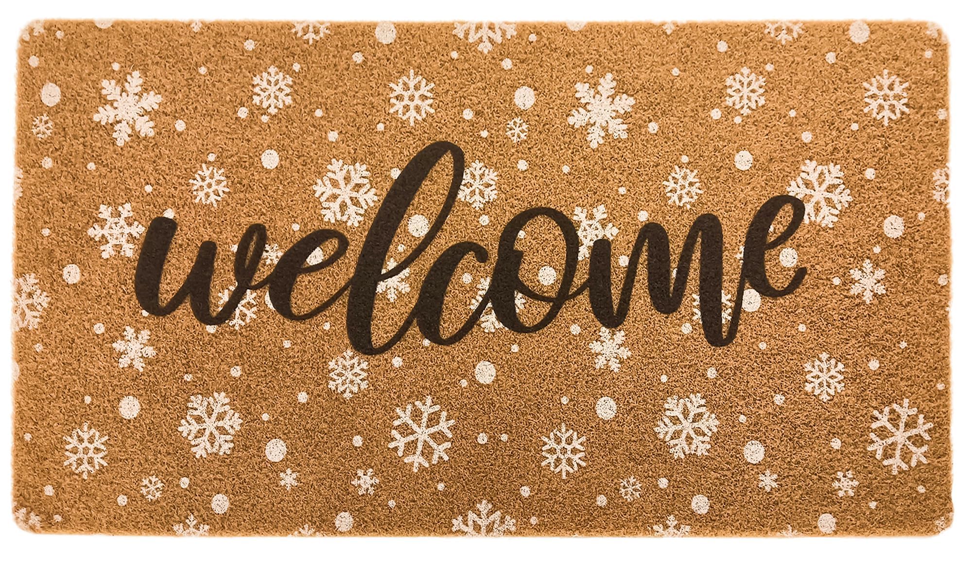 NociHah Snowflake Welcome Mats for Front Door Faux-Coir Winter Door Mat 17x30 inch