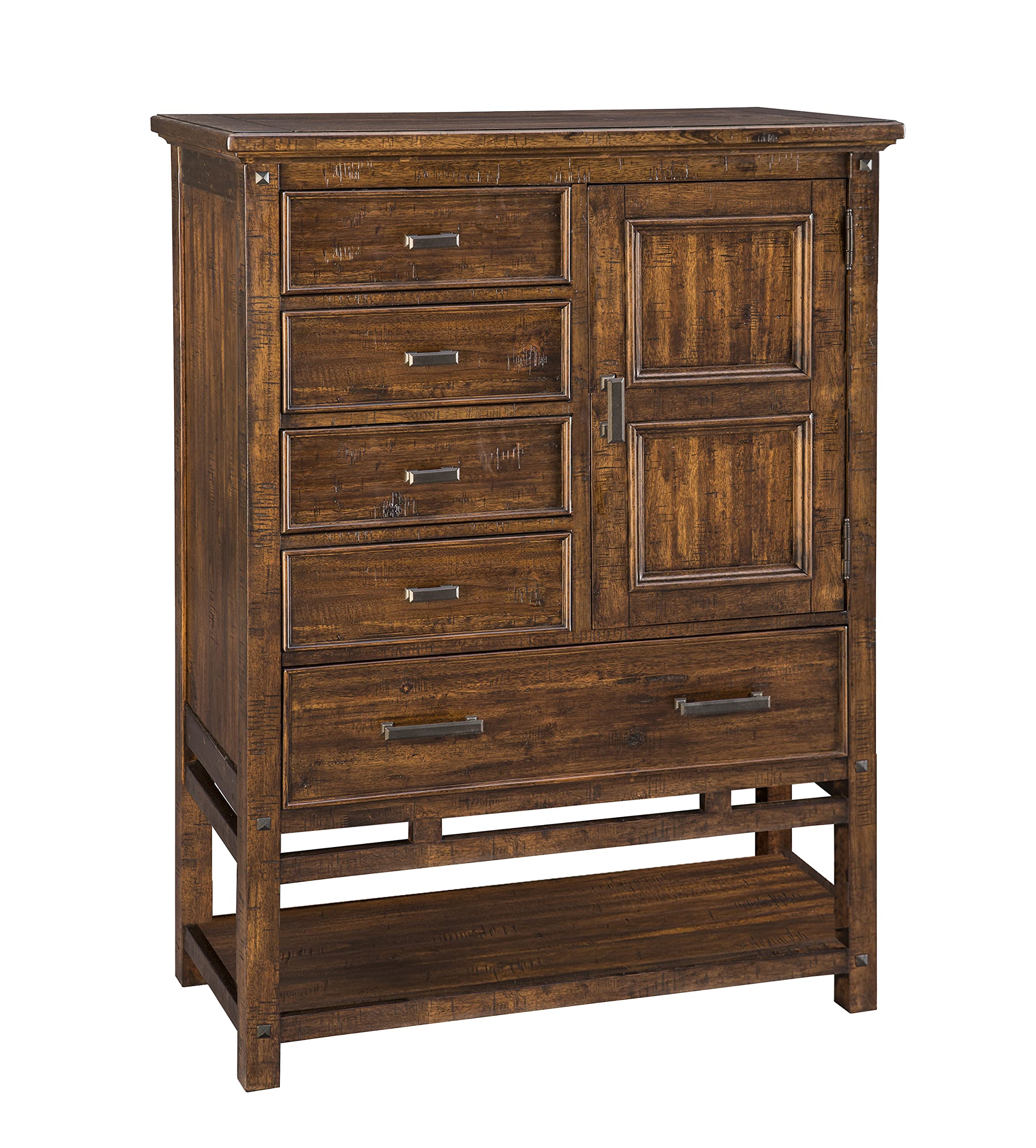 Intercon Wolf Creek Chest with 5 Drawers and Cabinet, Vintage Acacia Dresser, Brown