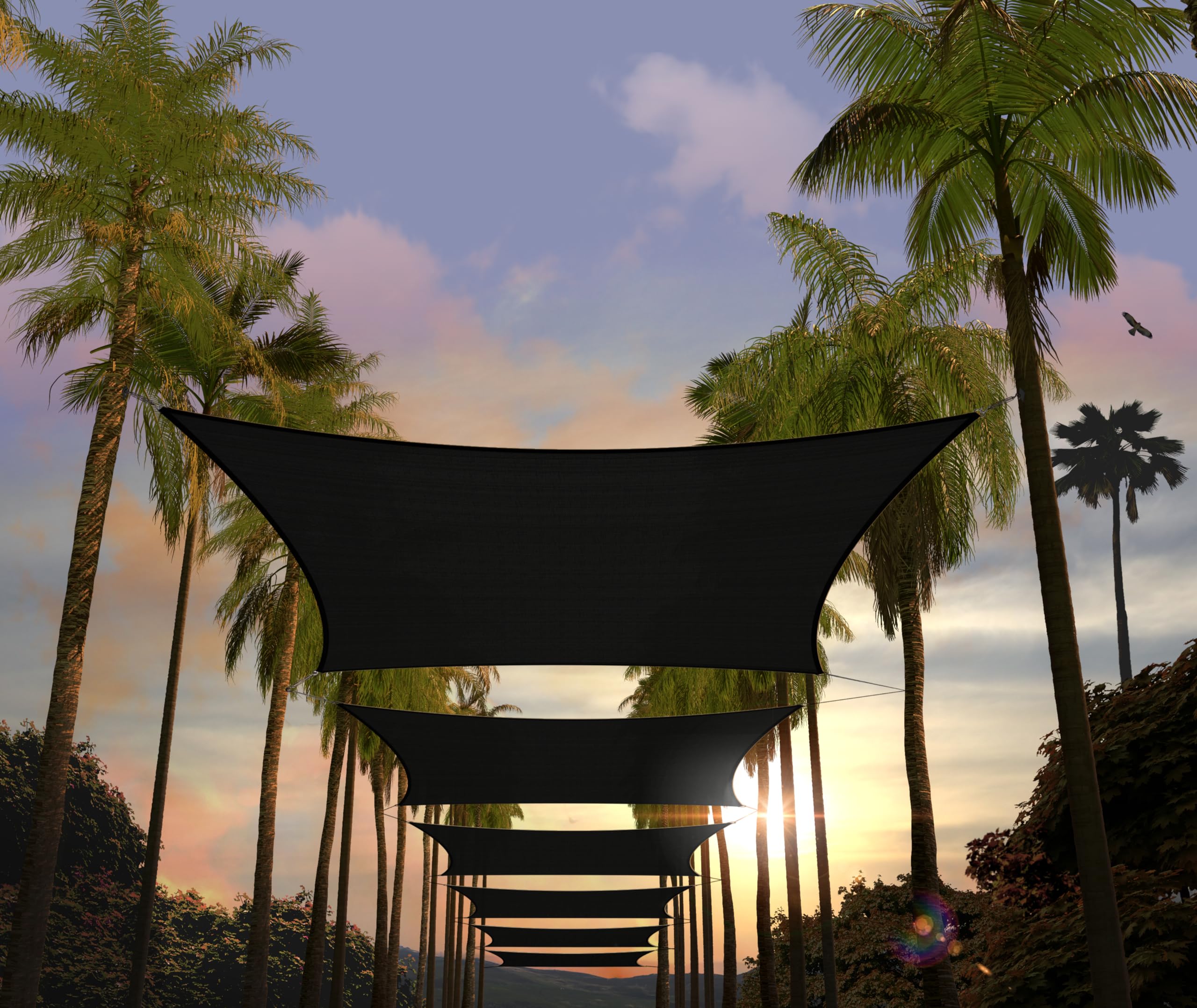 Amgo Custom Size 7' X 10' Black Rectangle Square Sun Shade Sail Upf50+ Agtapr1216, Order To Make Canopy Awning, 95% Uv Blockage,
