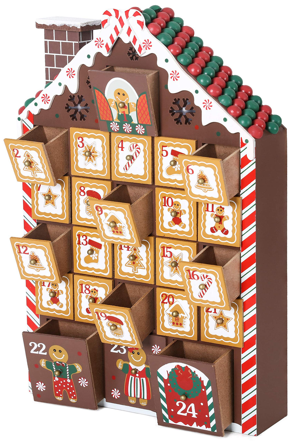 Brubaker Reusable Wooden Advent Calendar To Fill - Gingerbread House With Led Lighting - Diy Christmas Calendar 10.31 X 17.72 X