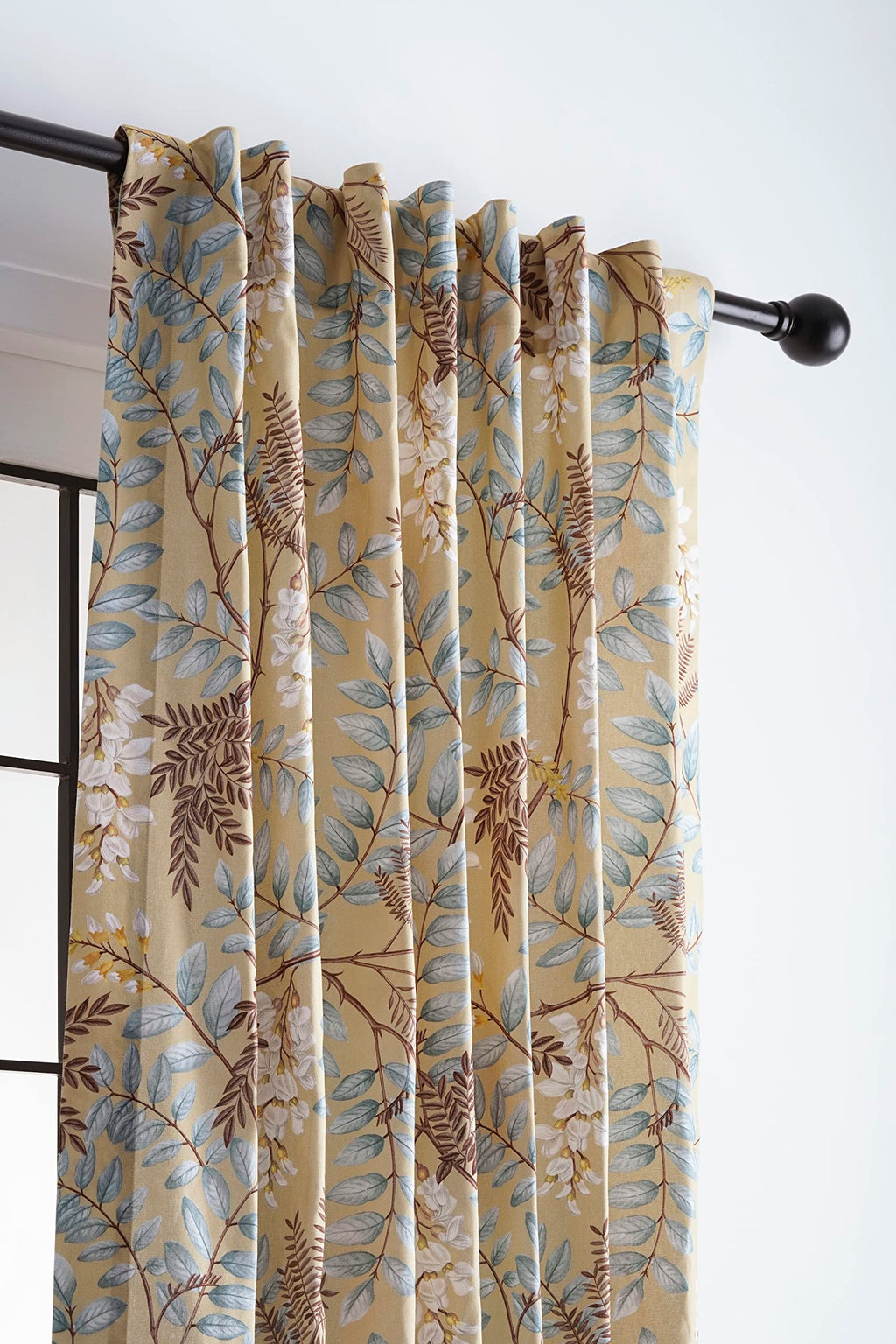 Maison D' Hermine 100% Cotton Curtain Feuillage Light Ecru One Panel Curtain For Living Rooms Bedrooms Offices Tailored With A R