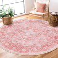 MUJOO Round Rug 5ft,Pink Circle Area Rug Washable,Girls Boho Circular Rugs for Bedroom Living Room,Non Slip Throw Carpet Soft Vi