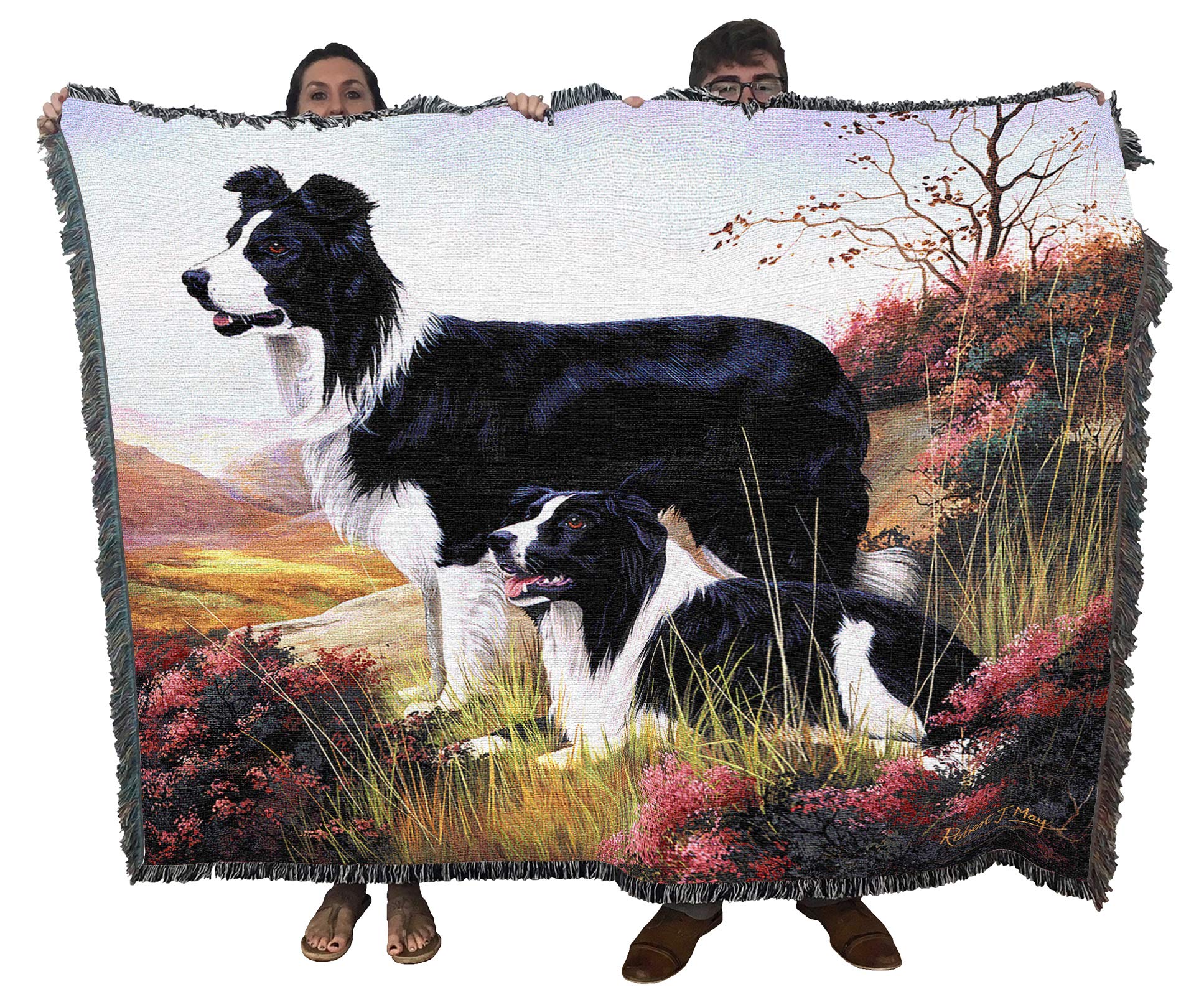 Pure Country Weavers Border Collie Blanket By Robert May - Gift For Dog Lovers - Tapestry Throw Woven From Cotton - Made In The