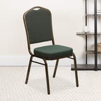Flash Furniture HERCULES Series Crown Back Stacking Banquet Chair in Green Patterned Fabric - Gold Vein Frame