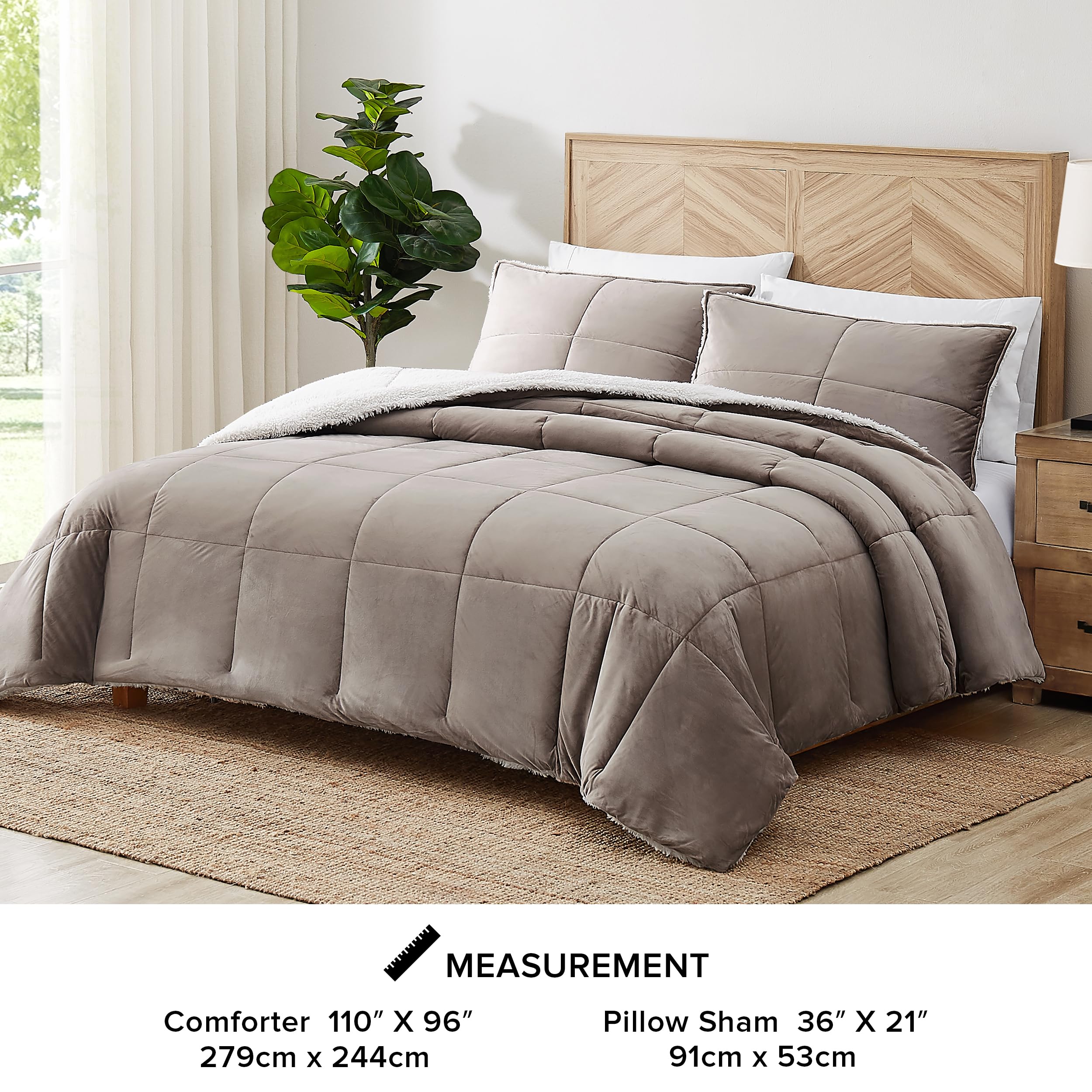 Ugg 00435 Blissful King Comforter Set Reversible Soft Microfiber 3 Pieces Comforter And Pillowcases Machine Washable Soft Cozy B