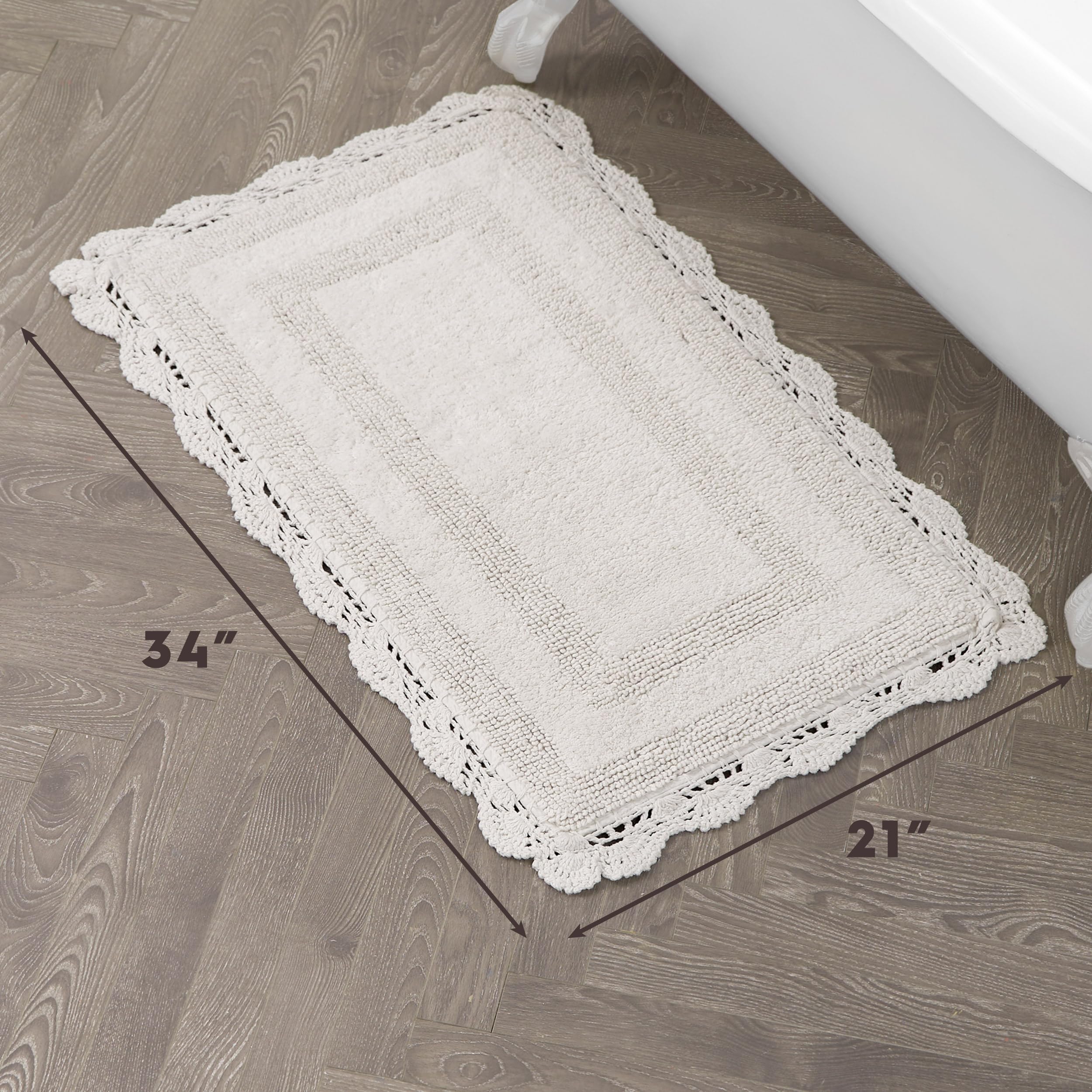 Laura Ashley Crochet Cotton 21X34 Bath Rug, Ivory
