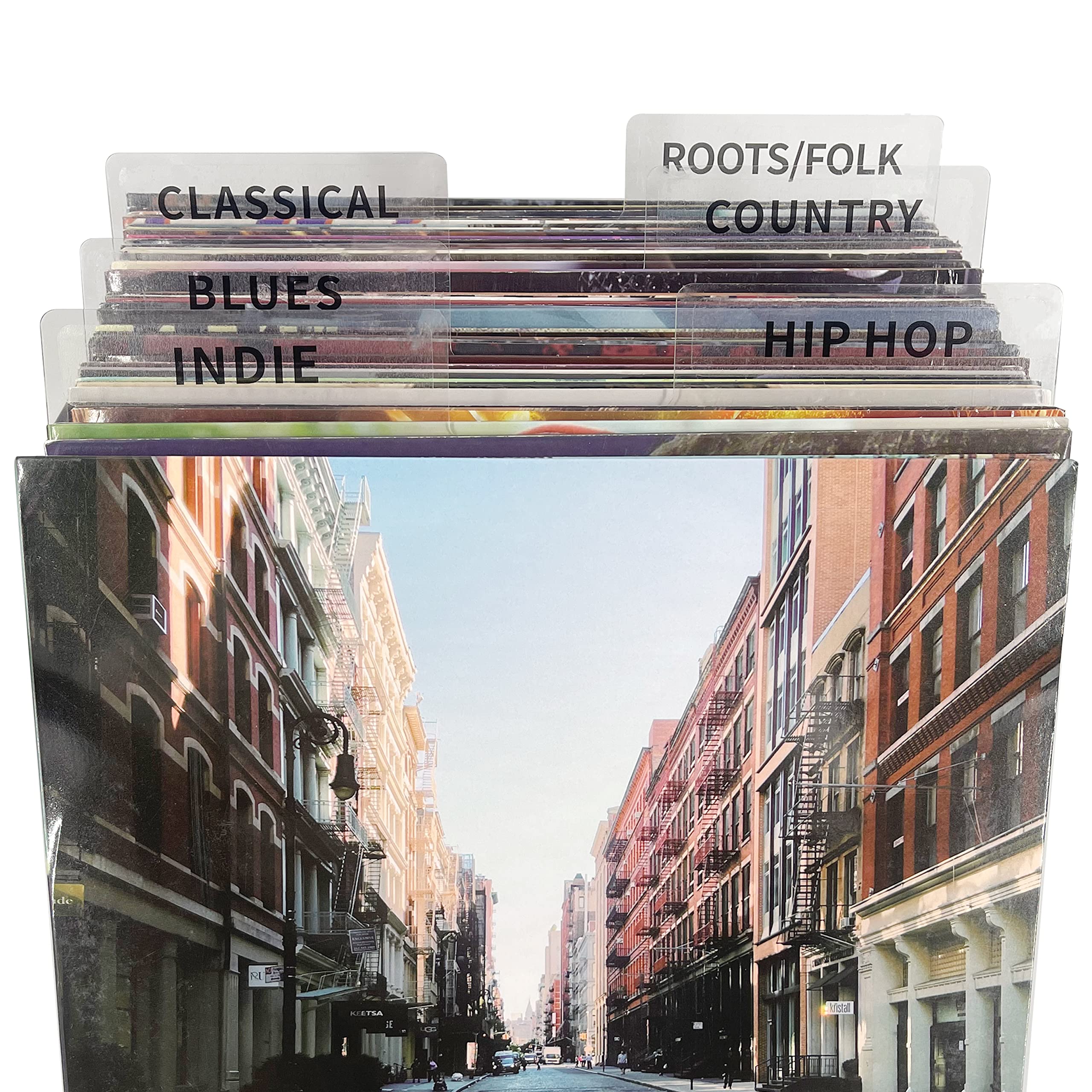 OrigoDeco Transparent Acrylic Vinyl Record Dividers - Set of 10 A-Z Genre, ERA, BPM, Writable for 12 Vinyl Records, Horizontal & Vertical