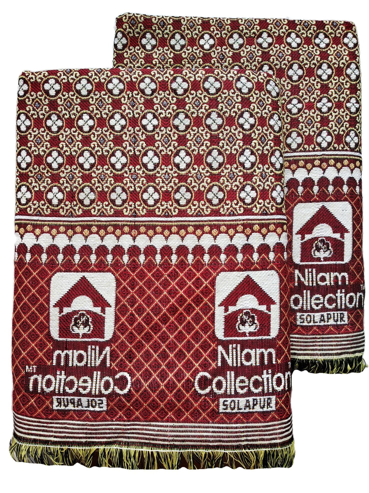 Nilam Collection Solapur Chaddar Cotton Blanket/Bed Sheet Single Bed Full Size Color Red Pack of 2 (Size 57X90 inch)